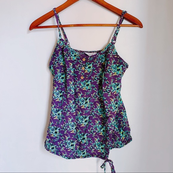 Purple floral tank top size M - Picture 2 of 5